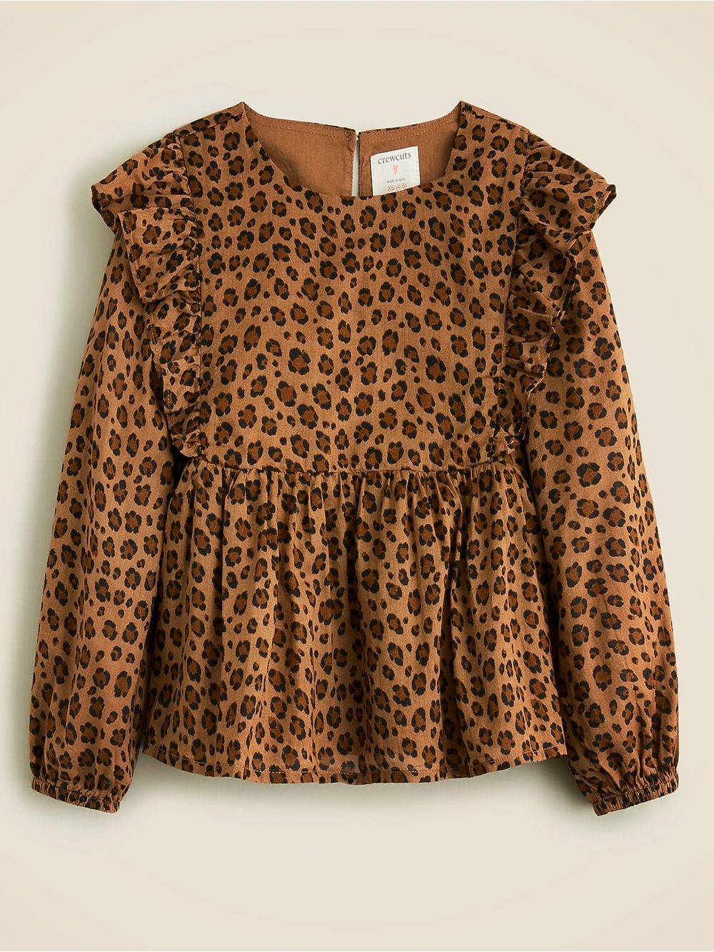 Crewcuts Brown Leopard Print Ruffle Peplum Top